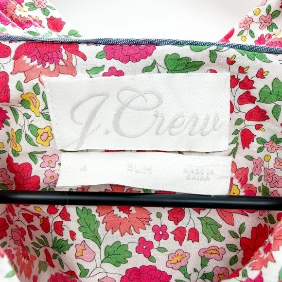 J. Crew Slim-Fit Button Down Shirt in Liberty Fabric Danjo Floral Print Size 4 - Picture 11 of 14
